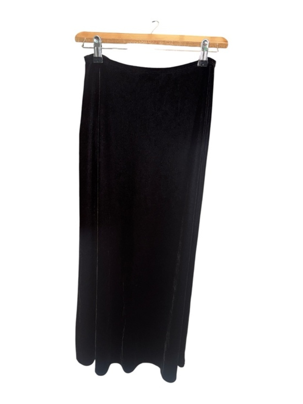 BCBG Black Maxi Skirt with Slim Silhouette Velvet Material Goth Fairy Grunge